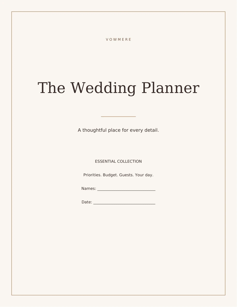 The Essential Planner actual included cover
